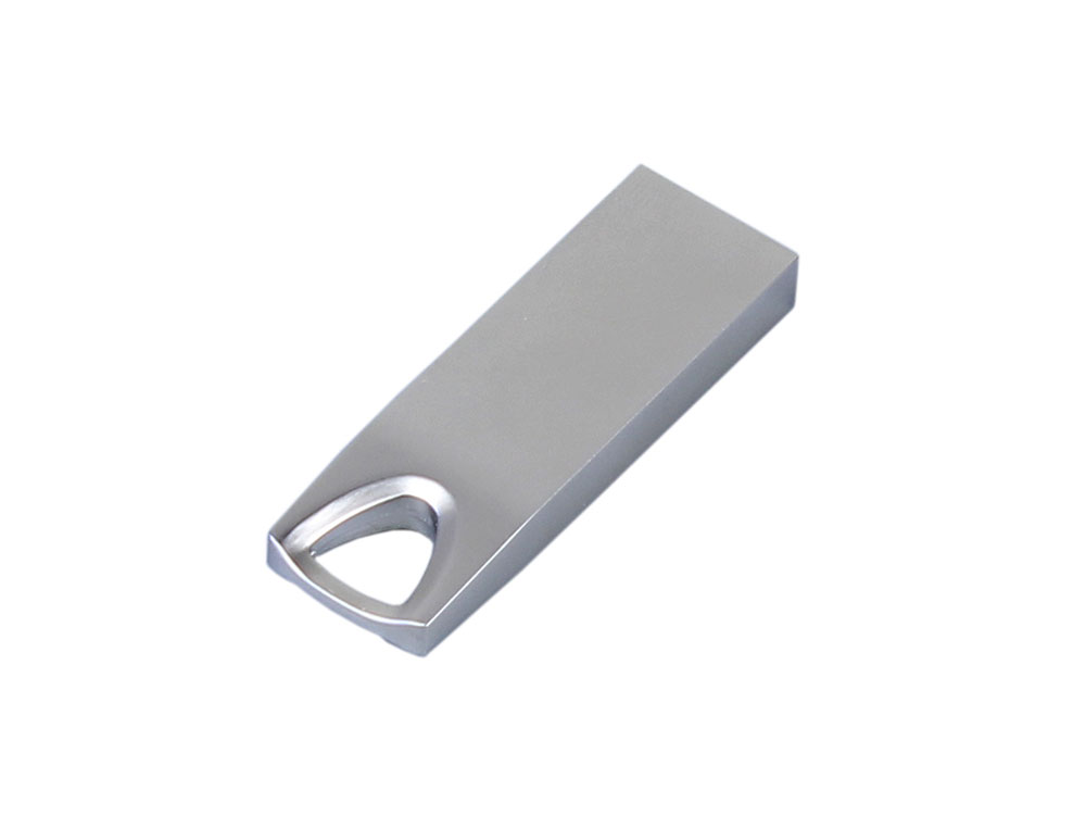 USB 2.0-флешка на 4 Гб с мини чипом, компактный дизайн, стильное отверстие для цепочки, серебристый