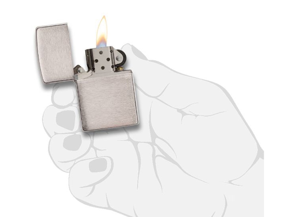 Зажигалка ZIPPO Armor™ c покрытием Brushed Chrome, латунь/сталь, серебристая, матовая, 38x13x57 мм, серебристый