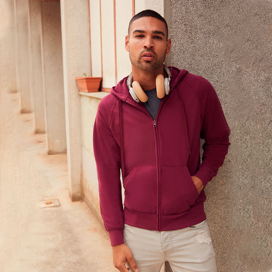 Толстовка без начеса "Lightweight Hooded Sweat", серый, 80% х/б 20% полиэстер, 240 г/м2