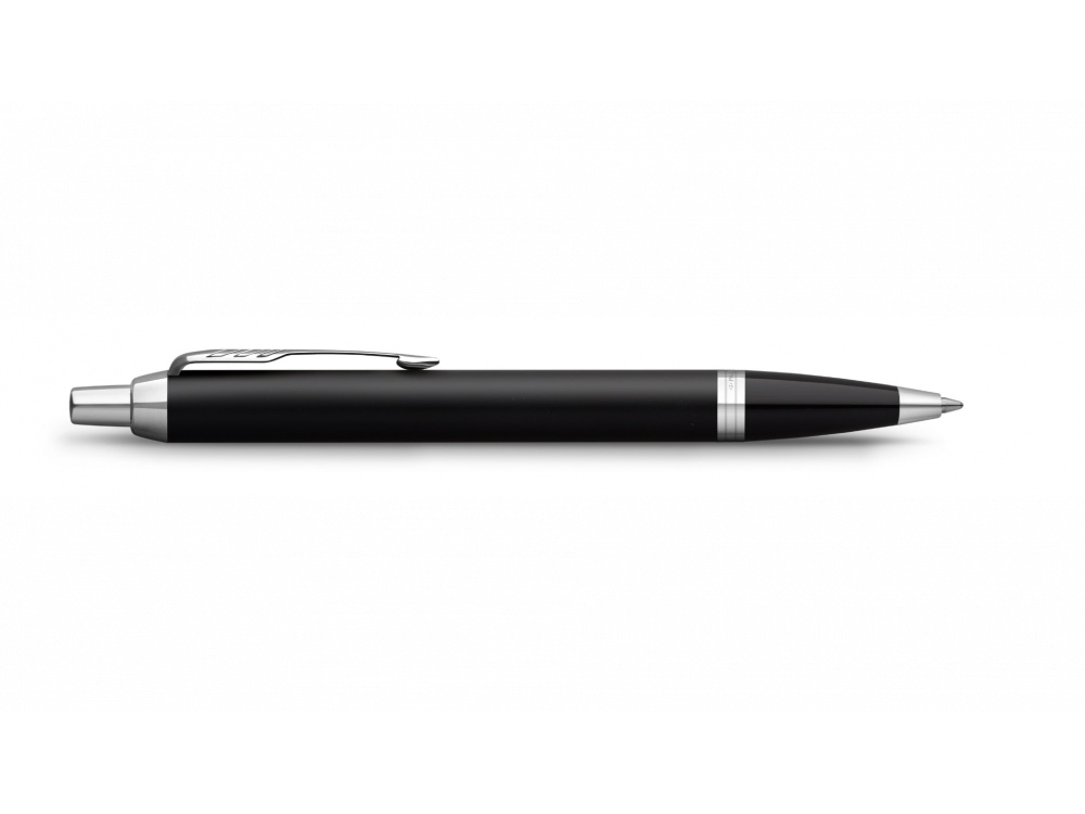 Шариковая ручка Parker IM Mat Black CT лак матовый, стержень: M, цвет чернил: blue, в подарочной упаковке., черный, серебристый