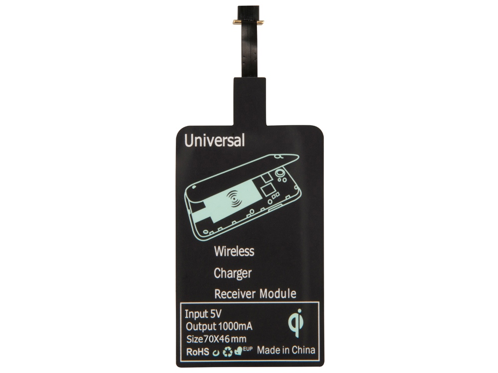 Приёмник Qi для беспроводной зарядки телефона, Micro USB (черный)