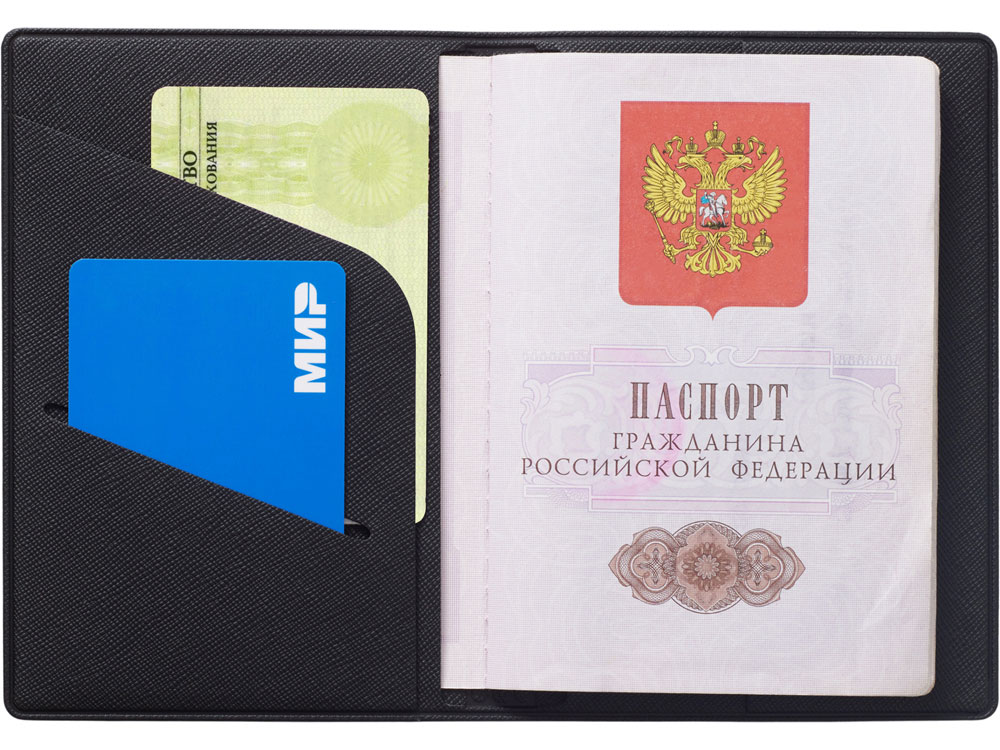 Обложка для паспорта Favor, черная, черный