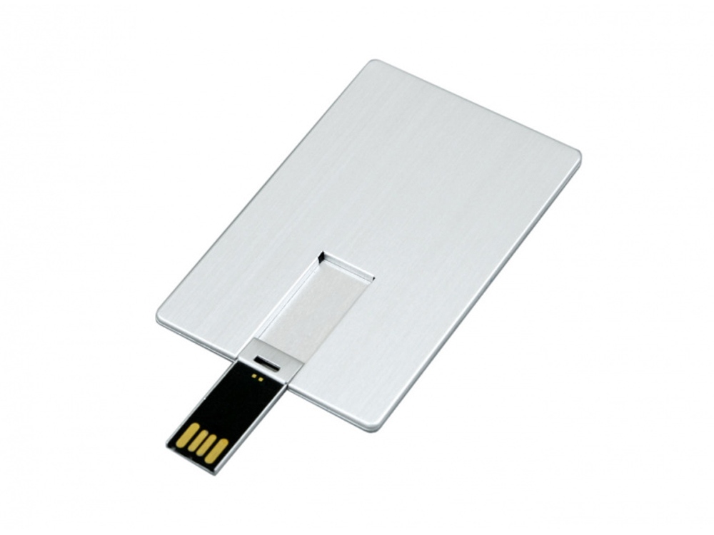 USB-флешка на 16 Гб в виде металлической карты, с раскладным чипом, серебро, серебристый