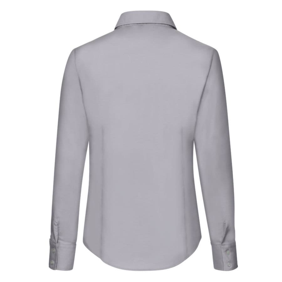 Рубашка "Lady-Fit Long Sleeve Oxford Shirt", светло-серый, 70% х/б, 30% п/э, 135 г/м2