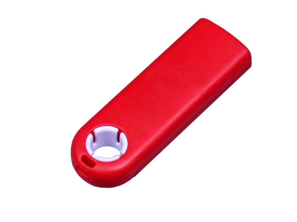 USB-флешка промо на 64 Гб прямоугольной формы, выдвижной механизм, белый, красный, белый