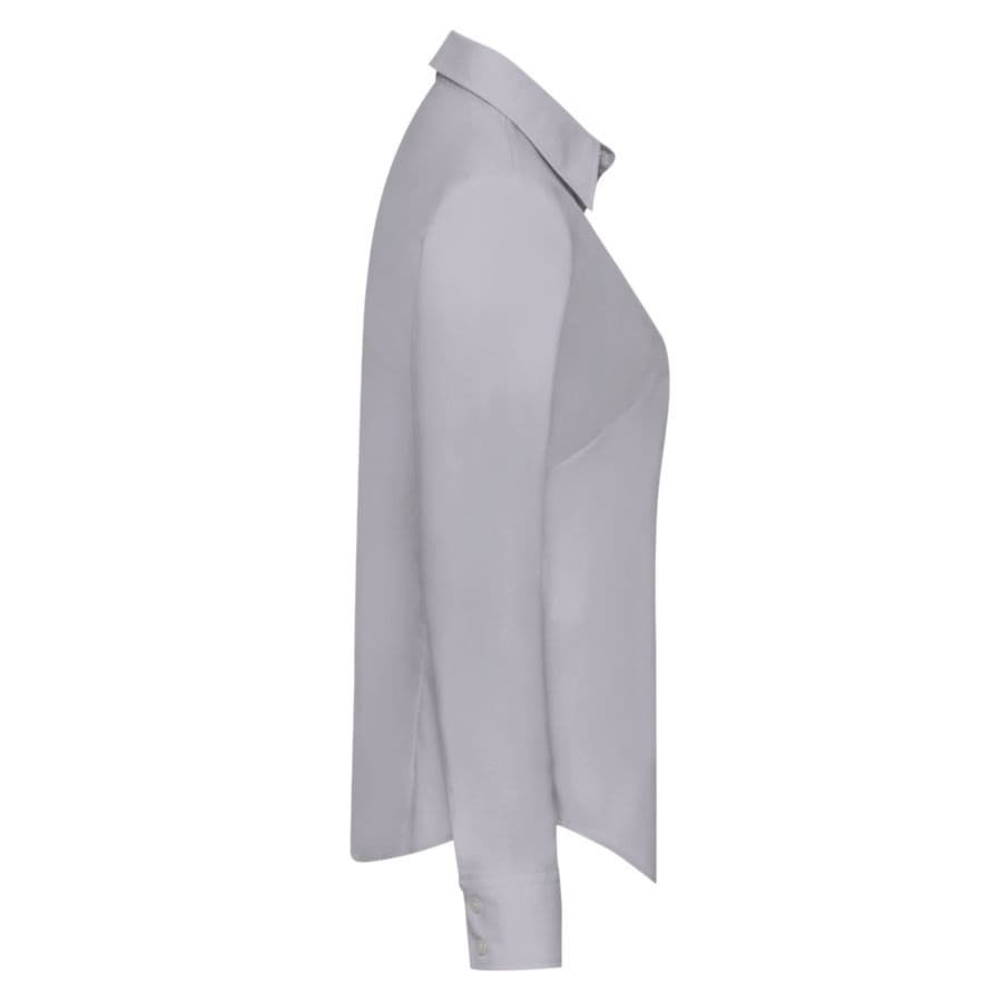 Рубашка "Lady-Fit Long Sleeve Oxford Shirt", светло-серый, 70% х/б, 30% п/э, 135 г/м2