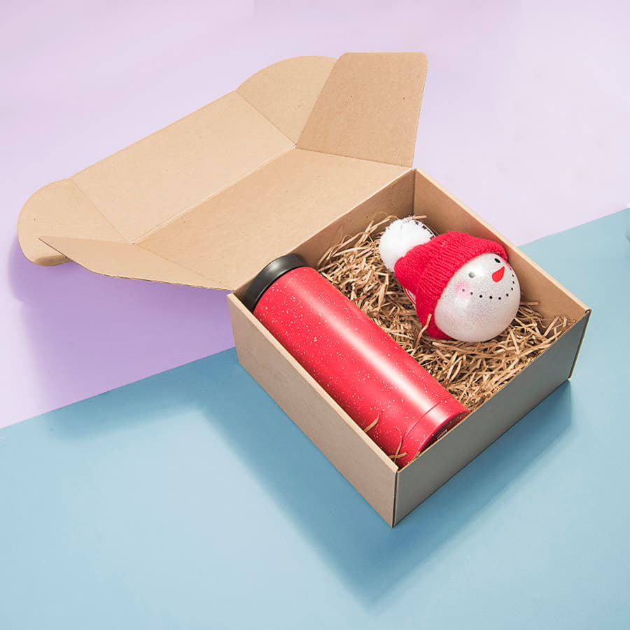 Коробка подарочная BOX, размер 20,5 x 21 x 11см, картон МГК бур., самосборная