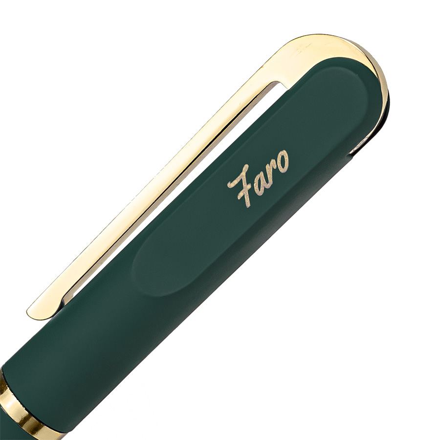 FARO, ручка шариковая, темно-зеленый/золотистый, металл, пластик, софт-покрытие
