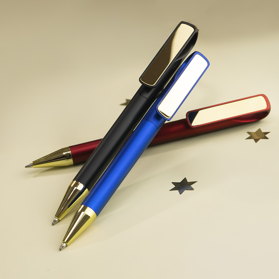Ручка шариковая GLOSSY GOLD, черный металлик/золотой, пластик, металл
