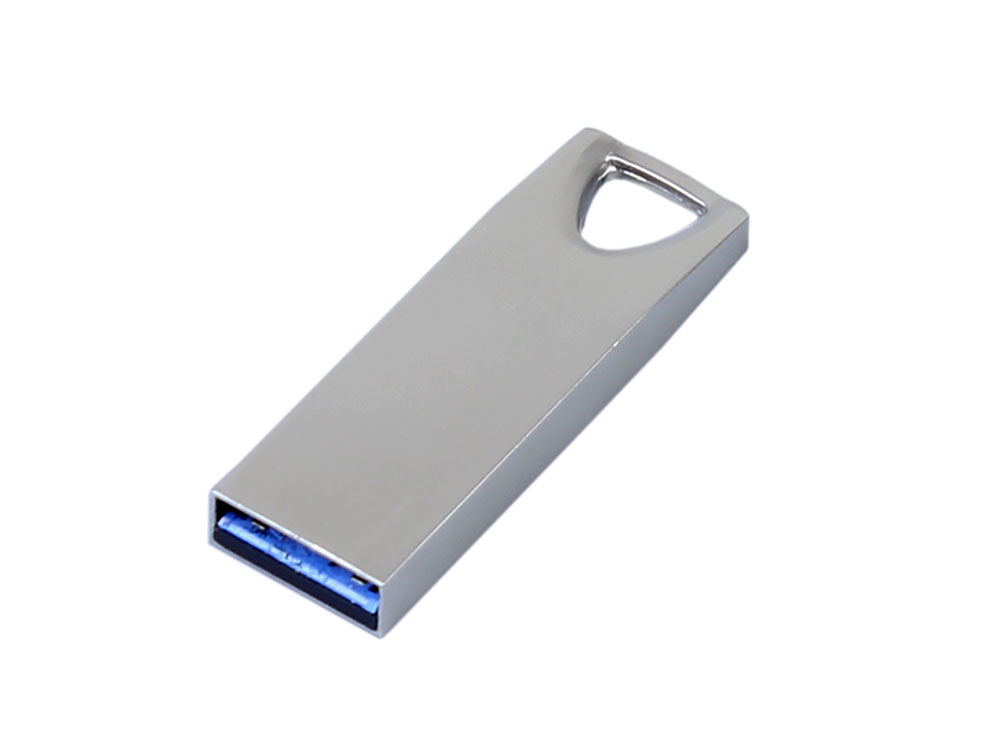USB 3.0-флешка на 64 Гб с мини чипом, компактный дизайн, стильное отверстие для цепочки, серебристый