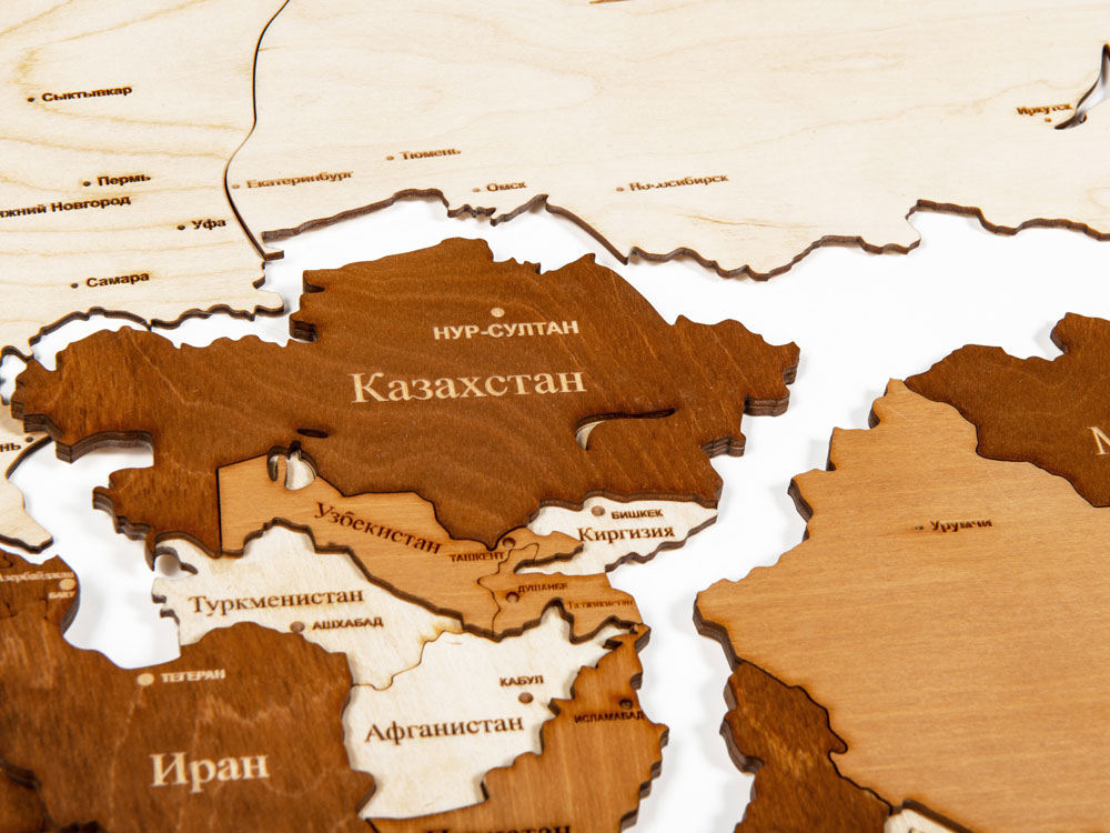 Интерьерная карта мира World (натуральный, коричневый)