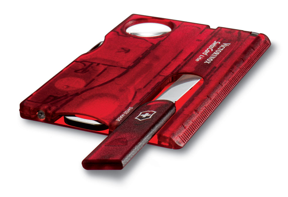 Швейцарская карточка VICTORINOX SwissCard Classic, 10 функций, полупрозрачная красная, красный прозрачный