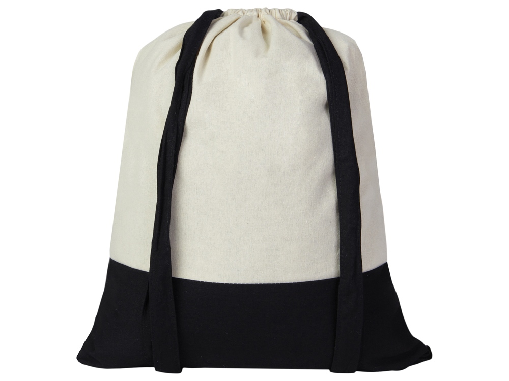 Рюкзак-мешок Cotton из хлопка 170 г, натуральный/черный, натуральный, черный