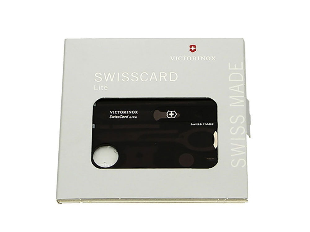 Швейцарская карточка VICTORINOX SwissCard Lite, 13 функций, полупрозрачная чёрная, черный полупрозрачный