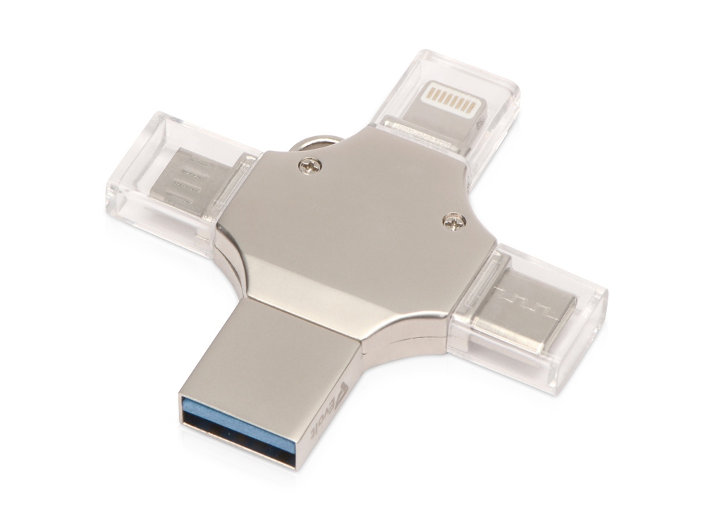 USB-флешка 3.0 на 32 Гб 4-в-1 Ultra в подарочной коробке (серебристый)