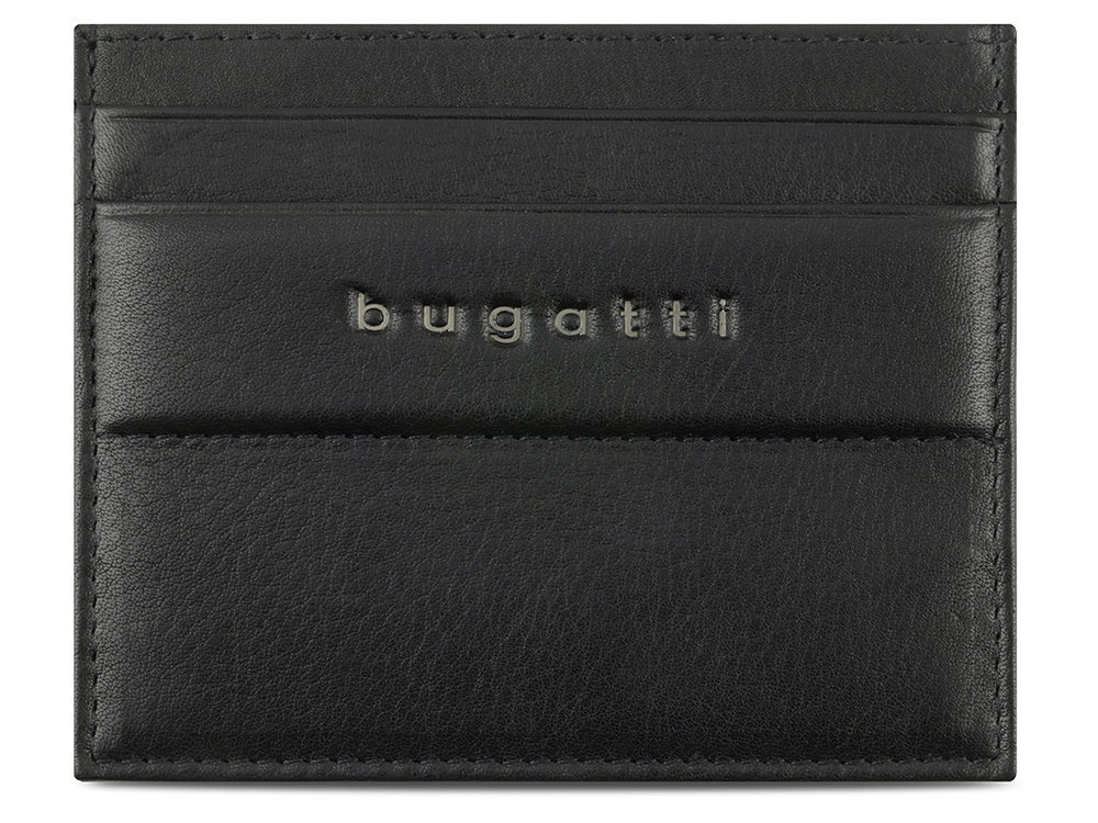 Портмоне для кредитных карт BUGATTI НОМ | NOME, с защитой данных RFID, черное, натуральная воловья кожа, 10,2х0,3х8,2 см