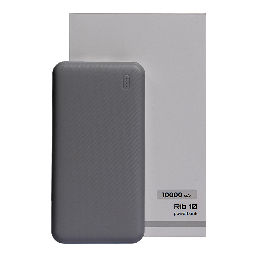 Универсальный аккумулятор Rib 10 (10000 мАч), серый, 13,5х6.8х1,5 см