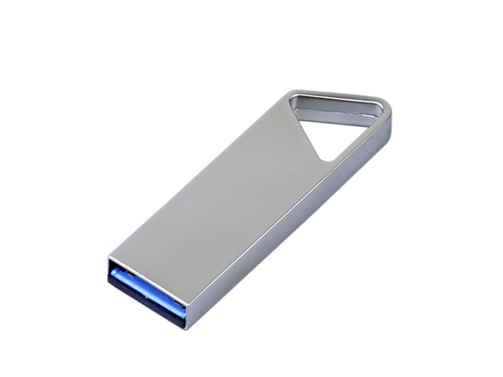 USB 2.0-флешка на 512 Мбайт с мини чипом, компактный дизайн, отверстие треугольной формы для цепочки, серебристый