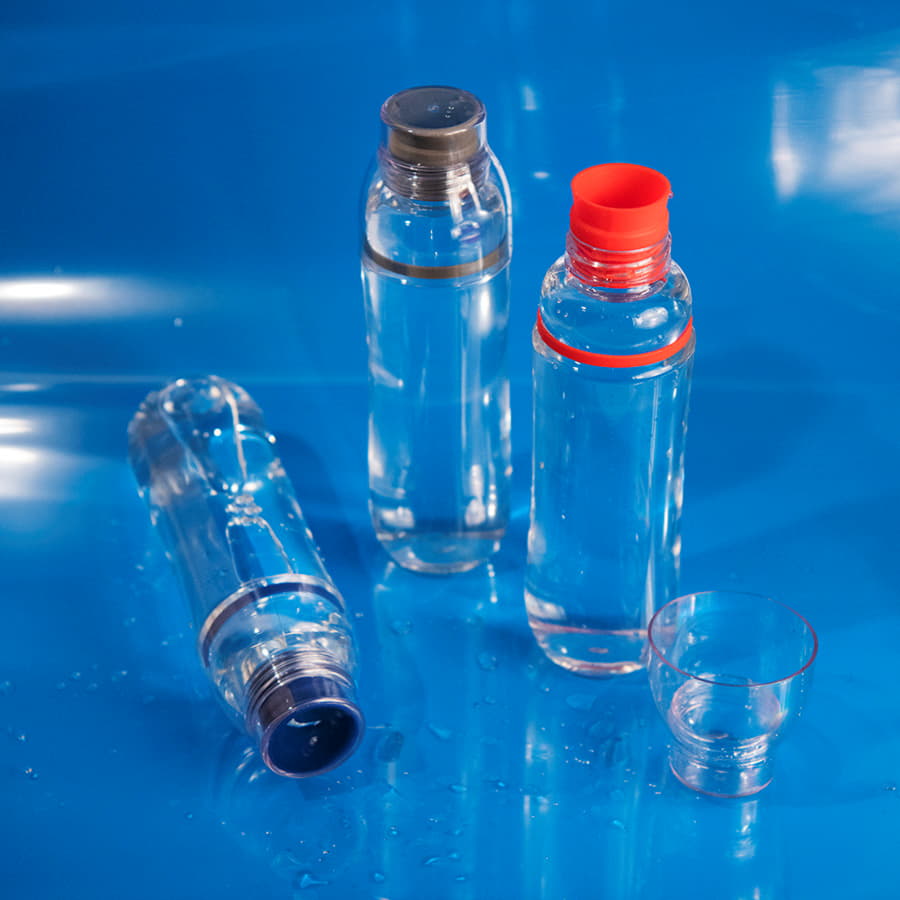 Бутылка для воды FIT, 700 мл; 24,5х7,4см, прозрачный с красным, пластик rPET