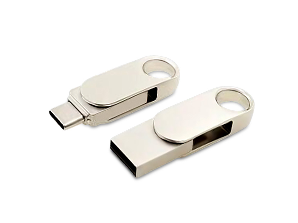 USB 3.0- флешка Uranium на 128 Гб с поворотным механизмом и дополнительным разъемом Type-C