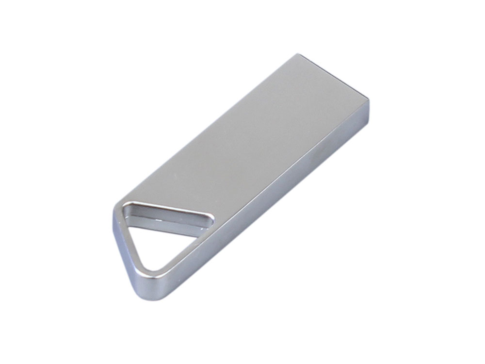 USB 3.0-флешка на 16 Гб с мини чипом, компактный дизайн, отверстие треугольной формы для цепочки, серебристый