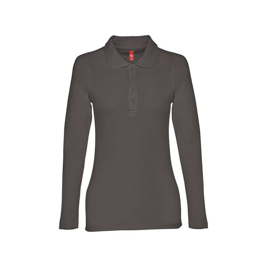 Рубашка-поло женская BERN WOMEN, длинный рукав, серый, 2XL, 100% хлопок, плотность 210 г/м2