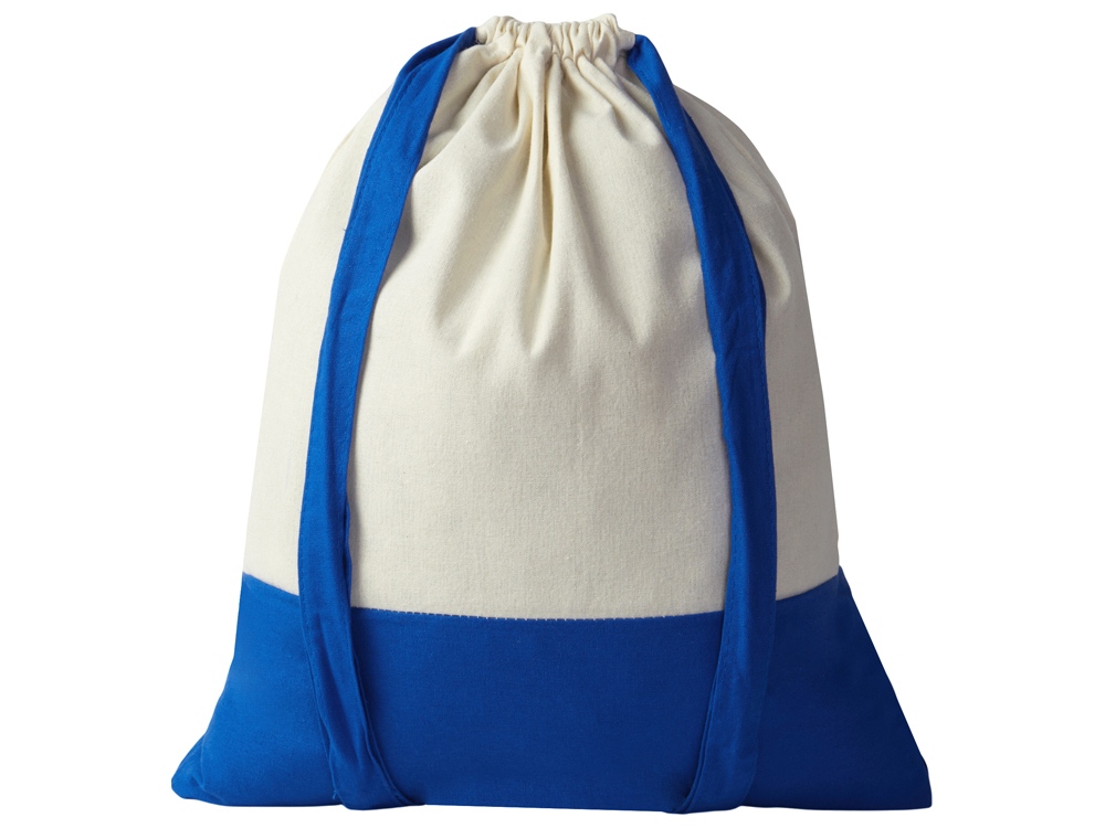 Рюкзак-мешок Cotton из хлопка 170 г, натуральный/синий, натуральный, синий