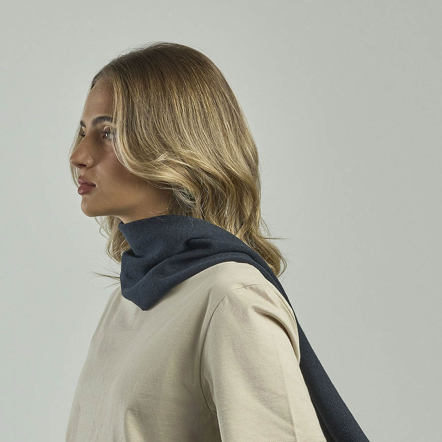 Шарф вязаный двойной "WIND SCARF-S", черный,100% переработанный полиэстер