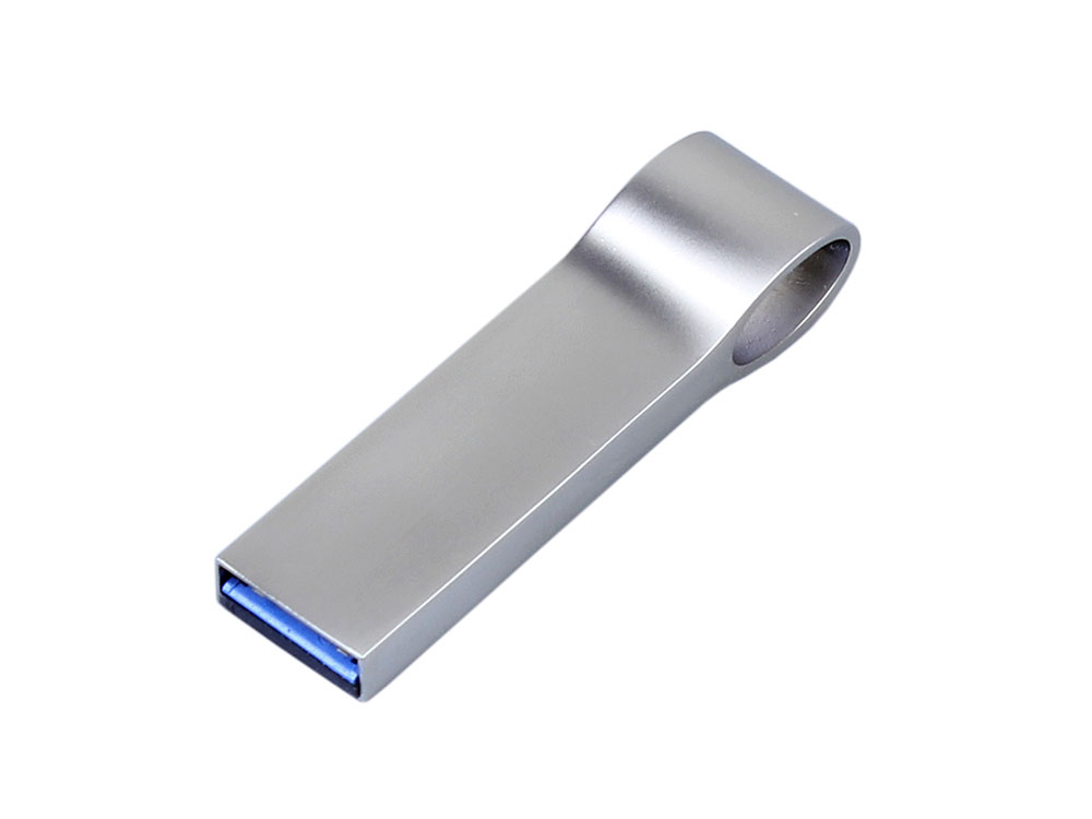 USB 2.0-флешка на 64 Гб с мини чипом, компактный дизайн, боковое отверстие для цепочки, серебристый