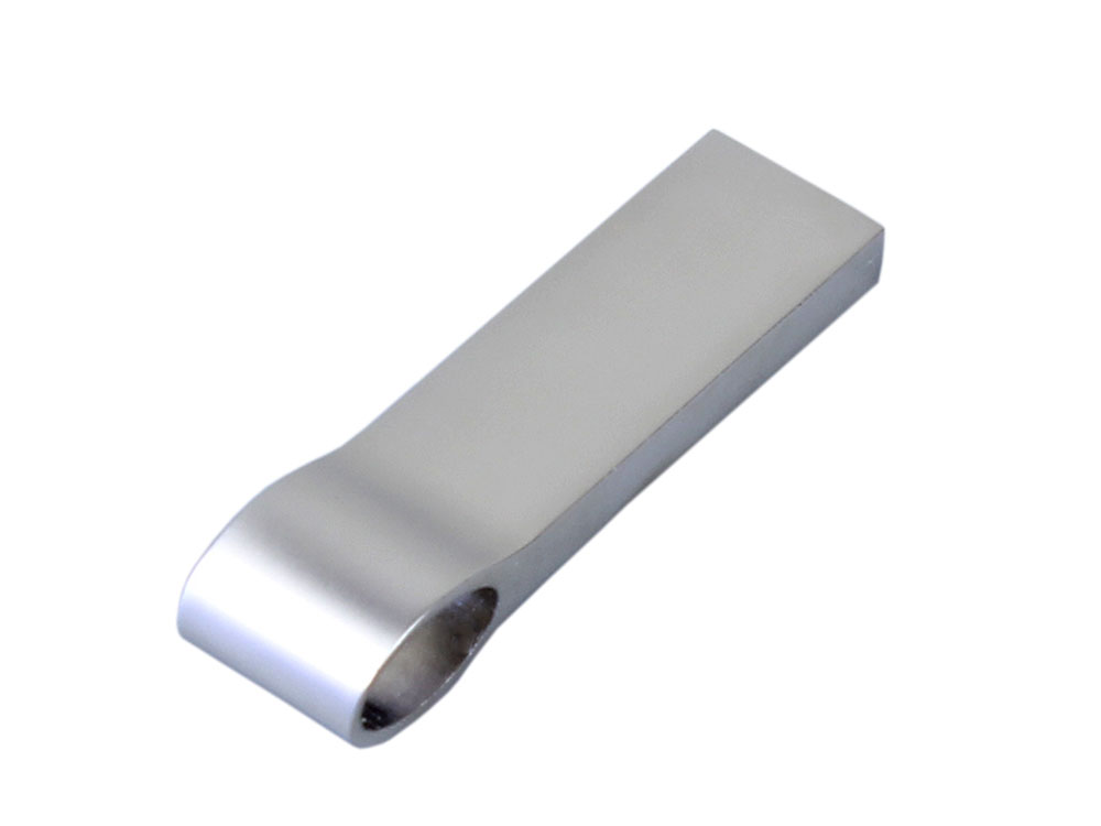 USB 3.0-флешка на 16 Гб с мини чипом, компактный дизайн, боковое отверстие для цепочки, серебристый