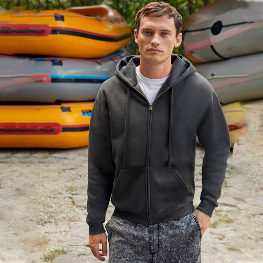 Толстовка "PREMIUM HOODED SWEAT JACKET", ярко-синий, 70% х/б, 30% п/э, 280 г/м2