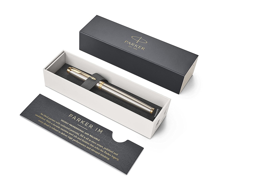 Ручка роллер Parker IM Core Brushed Metal GT, серебристый/золотистый, серый, золотистый