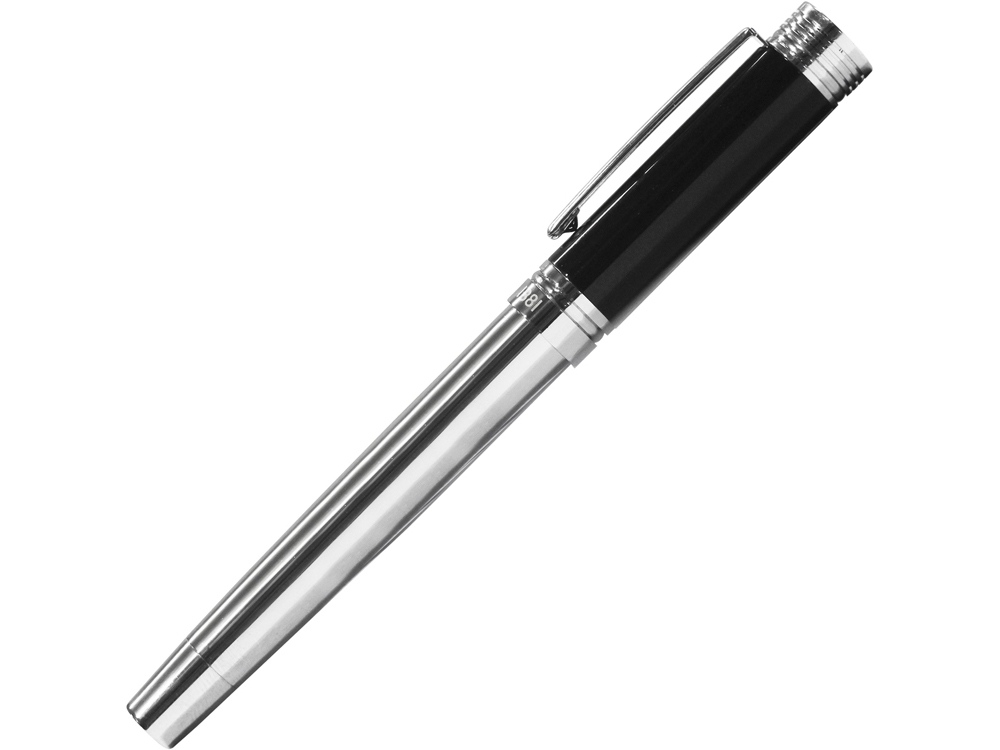 Ручка-роллер Zoom Classic Black. Cerruti 1881, серебристый, черный
