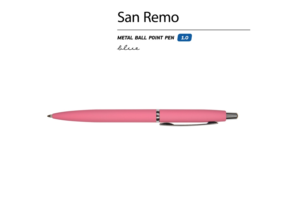Ручка металлическая шариковая San Remo, софт-тач, 1.0 мм, коралловый, оранжевый