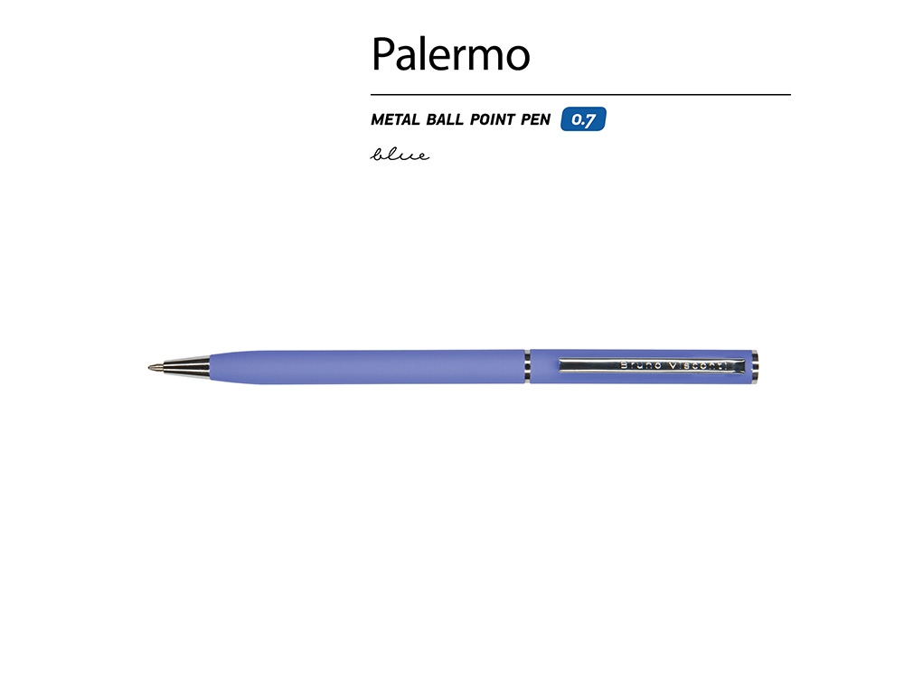 Ручка шариковая автоматическая BrunoVisconti® PALERMO цвет корпуса фиолетовый, soft-touch, 0.7 мм, фиолетовый, серебристый