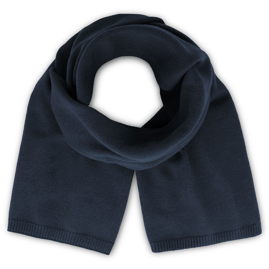 Шарф вязаный  двойной "WIND SCARF-S", тёмно-синий,100% переработанный полиэстер