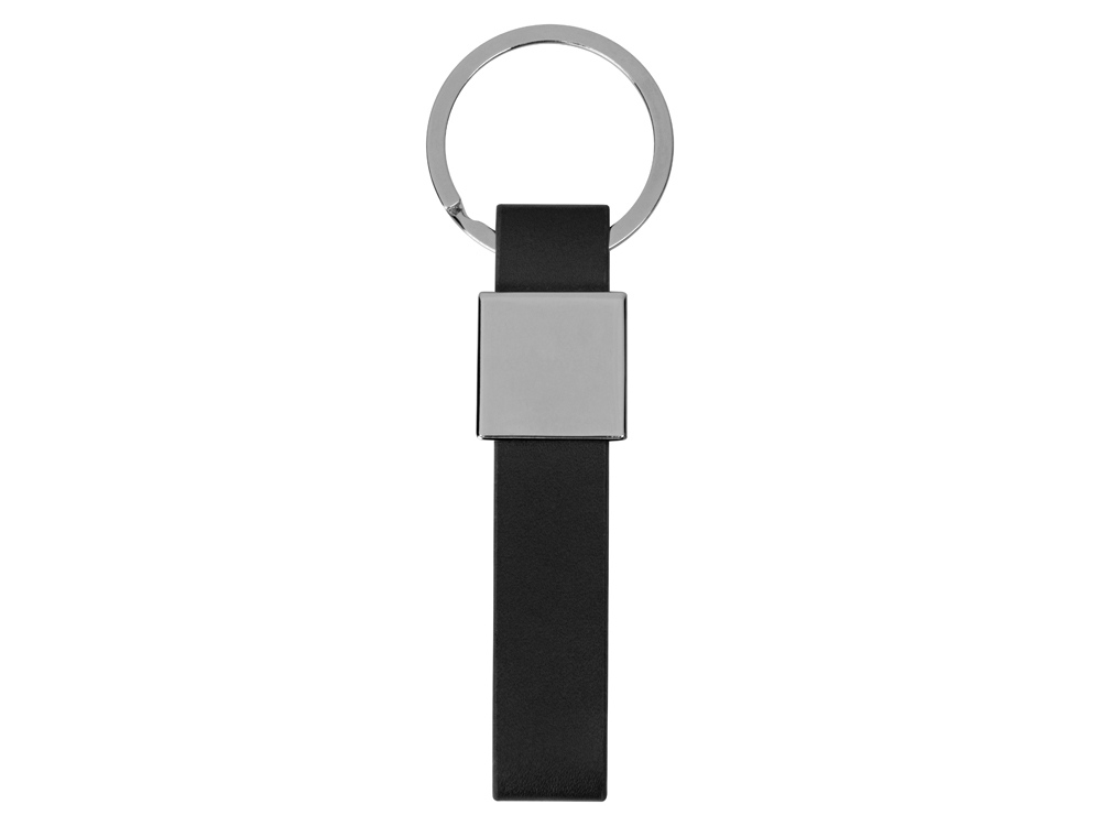Брелок из металла и иск.кожи Strap, серебристый/черный, серебристый, черный