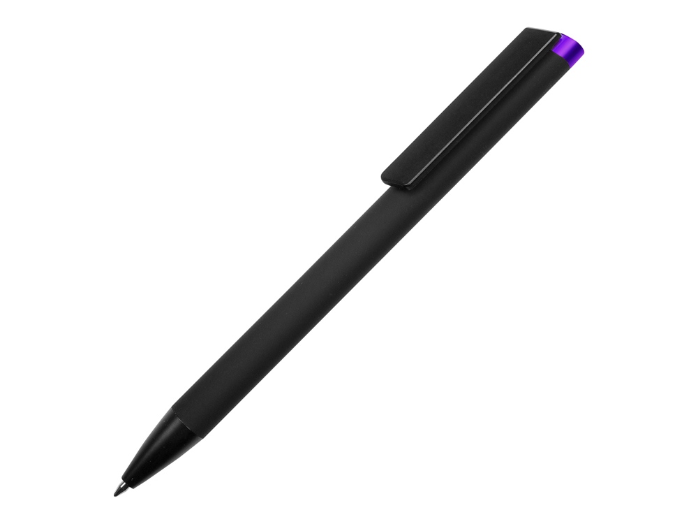 Ручка металлическая шариковая Taper Metal софт-тач с цветным зеркальным слоем, черный с фиолетовым, черный, фиолетовый