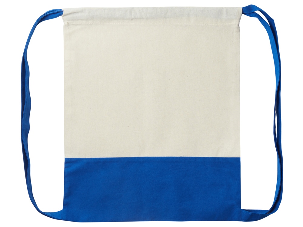 Рюкзак-мешок Cotton из хлопка 170 г, натуральный/синий, натуральный, синий
