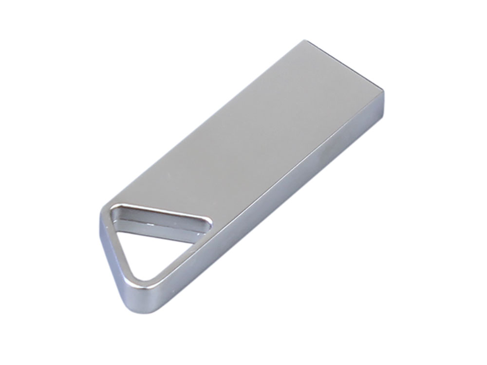 USB 3.0-флешка на 64 Гб с мини чипом, компактный дизайн, отверстие треугольной формы для цепочки, серебристый