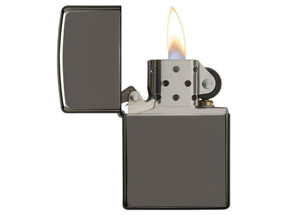 Зажигалка ZIPPO Classic с покрытием Black Ice, латунь/сталь, чёрная, глянцевая, 38x13x57 мм, черный