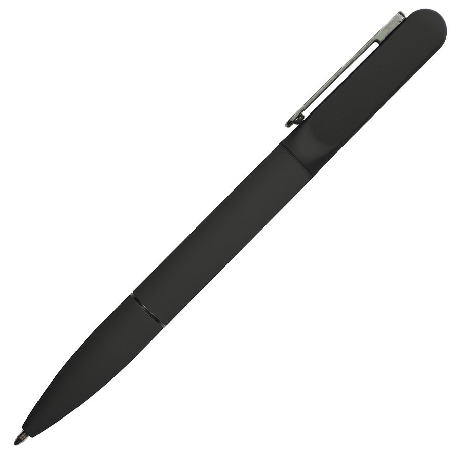 Ручка шариковая NEO с подсветкой после гравировки, soft touch, черный/темно-серый, металл/пластик