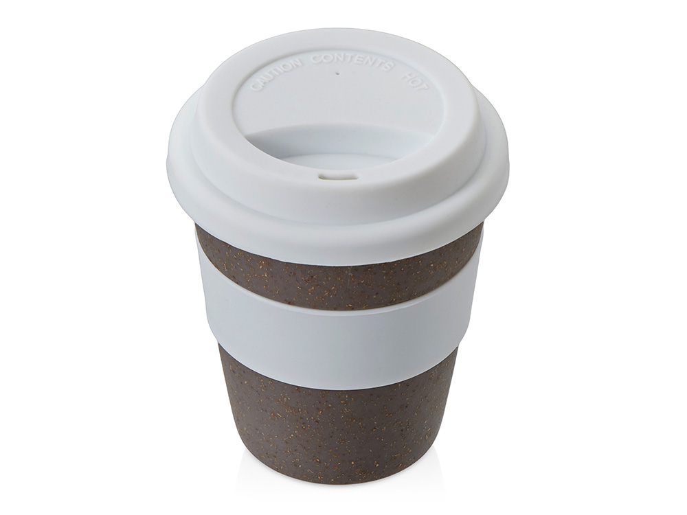 Стакан с силиконовой крышкой Cafe, белый, белый, серый