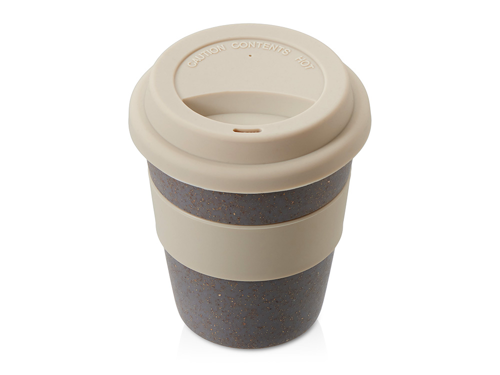 Стакан с силиконовой крышкой Cafe, beige, бежевый, серый