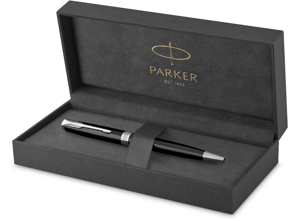 Ручка шариковая Parker Sonnet Core Black Lacquer CT, черный/серебристый, черный, серебристый