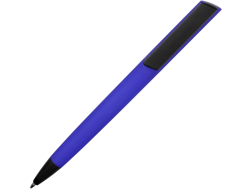 Ручка пластиковая soft-touch шариковая Taper, синий/черный, синий, черный