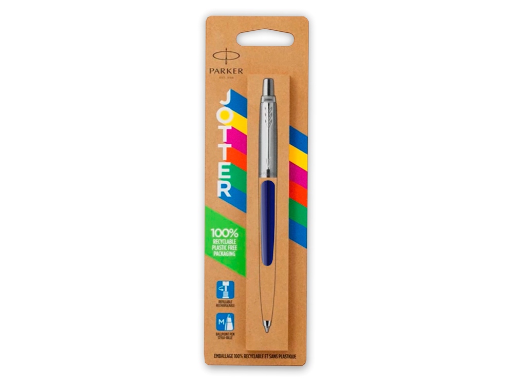 Шариковая ручка Parker Jotter ORIGINALS NAVY BLUE CT (2747C), стержень: M blue ЭКО-УПАКОВКА, темно-синий, серебристый
