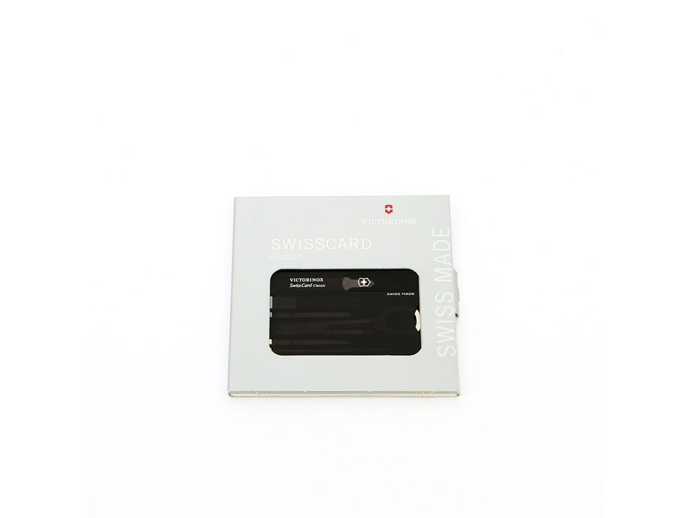Швейцарская карточка VICTORINOX SwissCard Classic, 10 функций, полупрозрачная чёрная, черный полупрозрачный