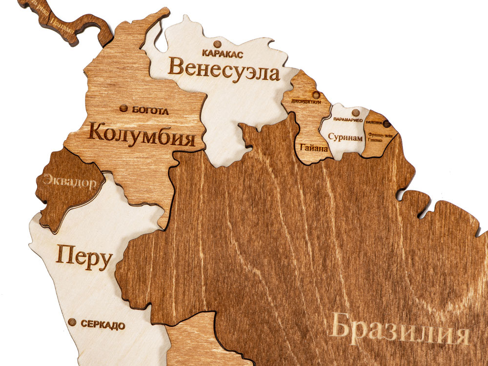 Интерьерная карта мира World (натуральный, коричневый)