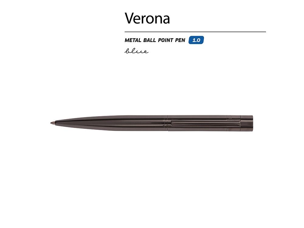 Ручка шариковая автоматическая BrunoVisconti VERONA цвет корпуса вороненая сталь, 1 мм, синяя, темно-серый
